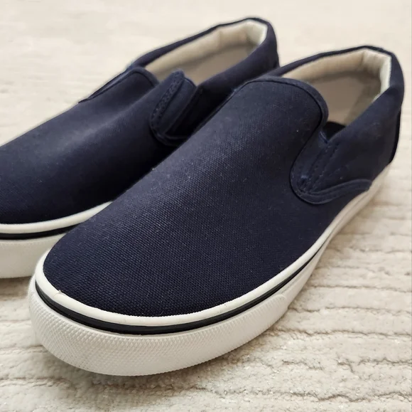 NEW GEORGE MEN'S NAVY BLUECANVAS SLIP ON SHOES SIZE